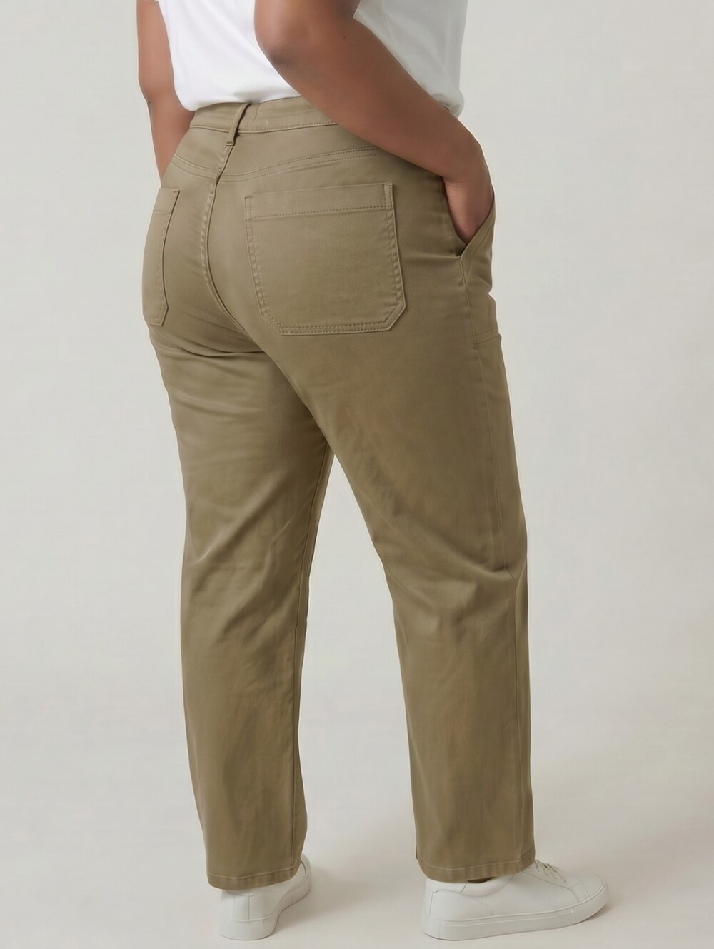 Quince Cropped Wide-leg Organic Cotton Chinos in Olive 14
